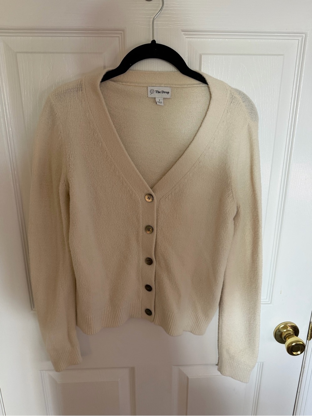 The Drop Cream V-Neck Button Front Cardigan